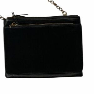 Anthropologie black crossbody two zip sections gold removable chain belt loops